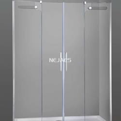 Mampara de ducha frontal 2 fijos + 2 correderas VETRUM en acero - Imagen 1