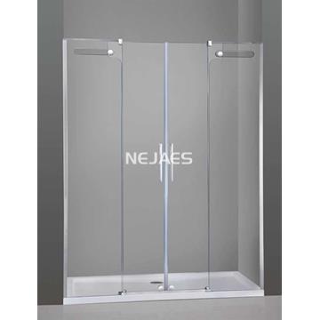 Mampara de ducha frontal 2 fijos + 2 correderas VETRUM en acero - Imagen 1