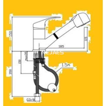 Monomando grifo fregadero extraible BAJO SURF - Imagen 2