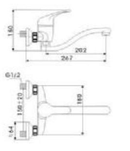 Monomando grifo fregadero para pared caño bajo SURF - Imagen 2