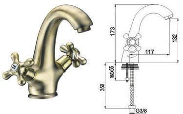 SERIE CLASICA EPOCA Bimando grifo de lavabo - Imagen 1