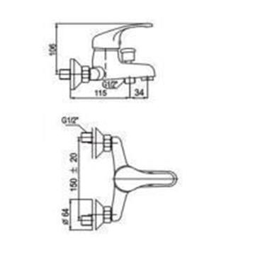 SURF Monomando grifo de bañera - Imagen 2